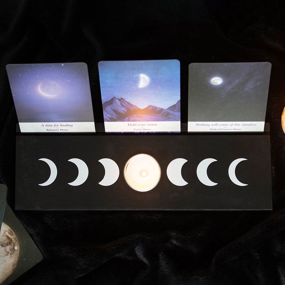 Something Different - Black Moon Phase Tarot Card Stand Tea light holder - Black